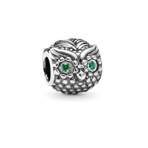 Retired Pandora Wise Owl 🦉 with green CZ eyes 👀